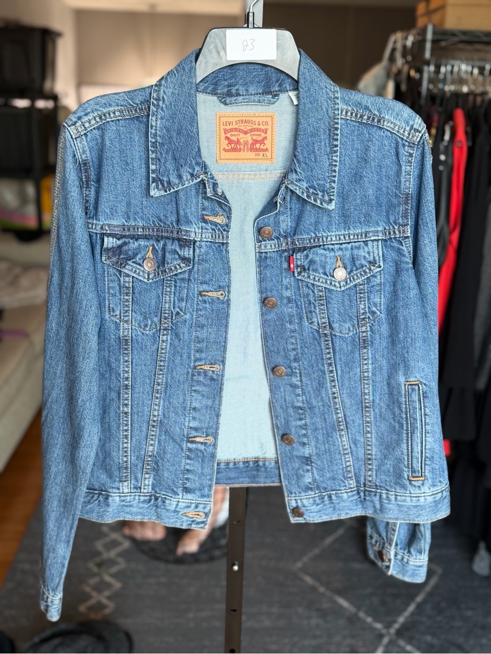 Levi’s Original Sequin Sleeve Denim Jacket XL